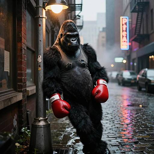 Retro Boxer Gorilla in Urban Noir