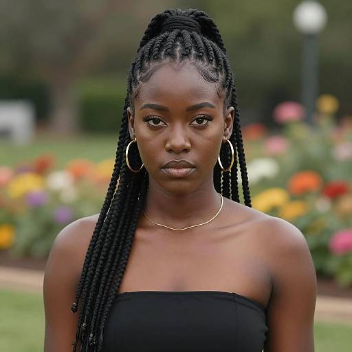 Elegant Black Woman with Ponytail Portrait