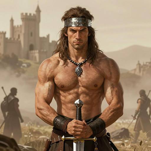 Tribal Warrior in a Sepia Landscape