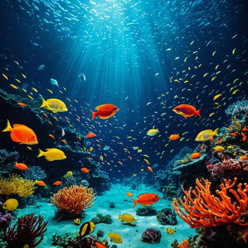 Vibrant Underwater Coral Reef with Colorful Fish