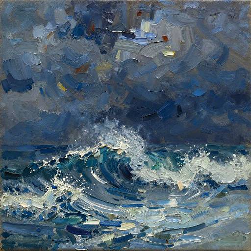 Impasto Stormy Seascape Painting