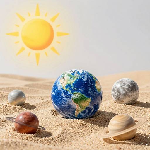 Solar System Marbles in Sand