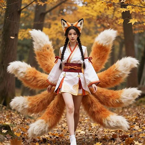 Mystical Kitsune Female in Autumn