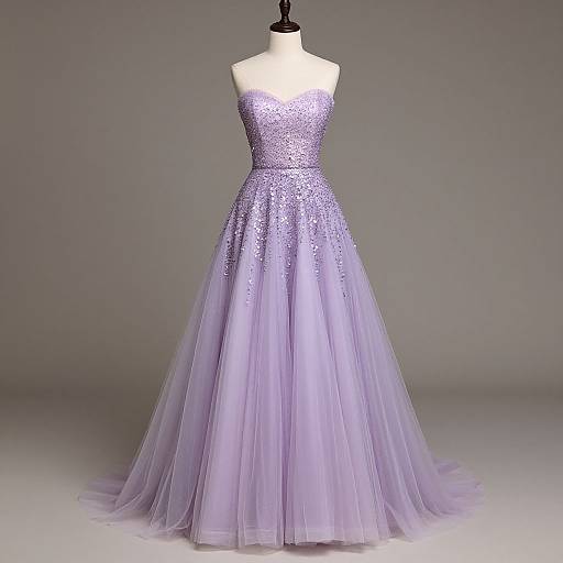 Elegant Lavender Sequined Wedding Gown