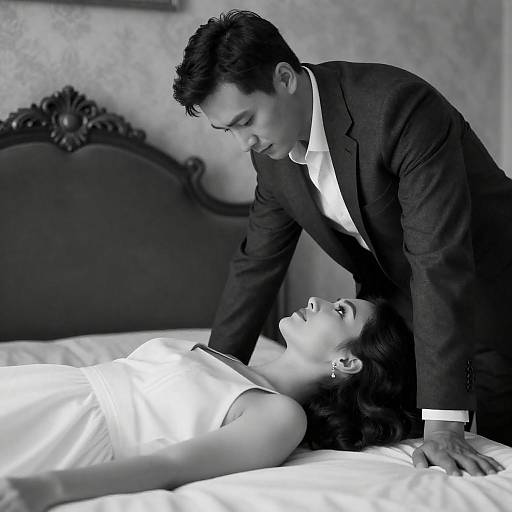 Vintage Noir Romantic Bedroom Portrait