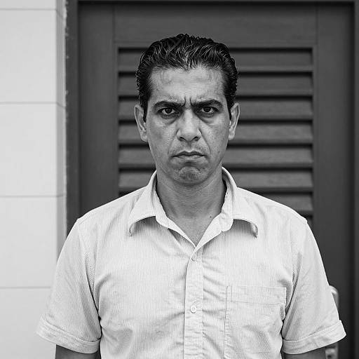 Serious Man in Black-and-White Portrait