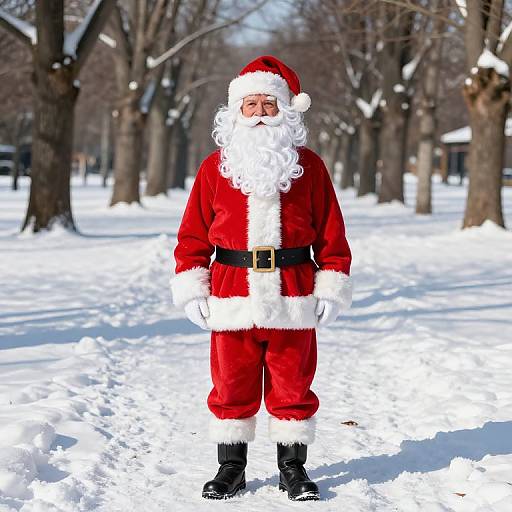 Santa Claus in Snowy Park