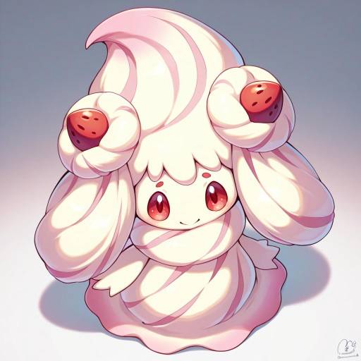 Illustration of Alcremie, pokemon in the style of Magowasabi