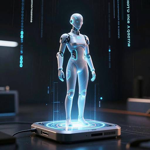 Futuristic Glowing AI Avatar Hologram
