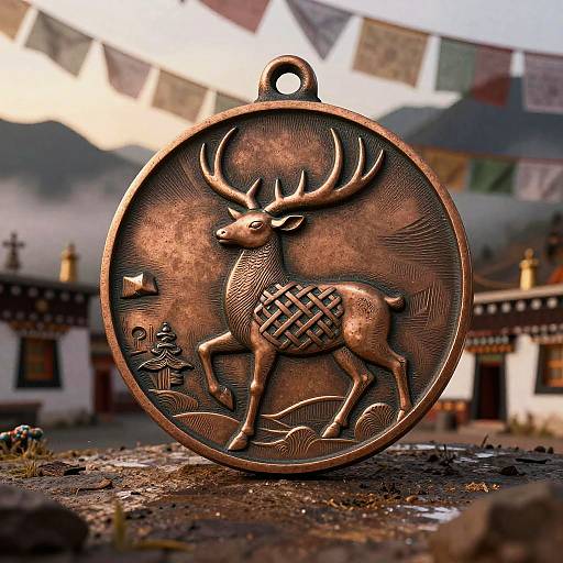 Bronze Stag Medallion at Twilight