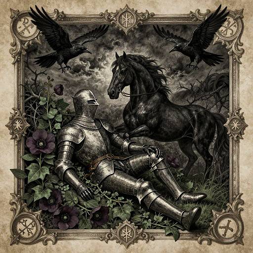 Arcane Gothic Knight and Black Horse