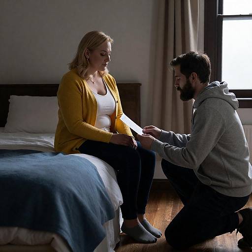 Intimate Bedroom Scene with Couple