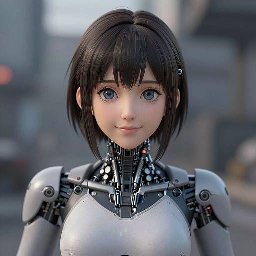 Realistic Anime Cyborg Woman Portrait