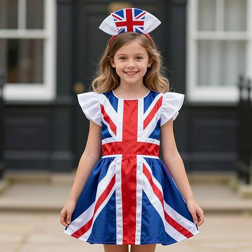 Girl in England Flag Dress