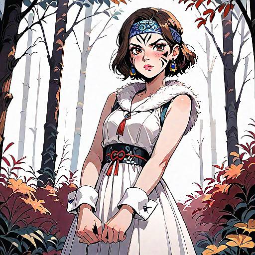 Angry Forest Girl with Fur Headdress