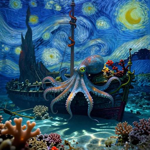Van Gogh-Inspired Underwater Dreamscape