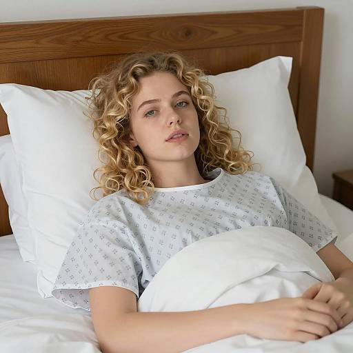 Serene Young Woman in Hospital Bed