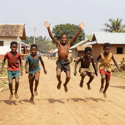 Joyful Children Playing in Village