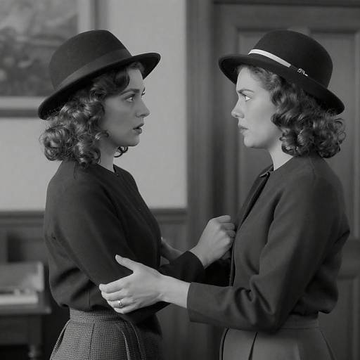 Vintage Black-and-White Portrait of Women