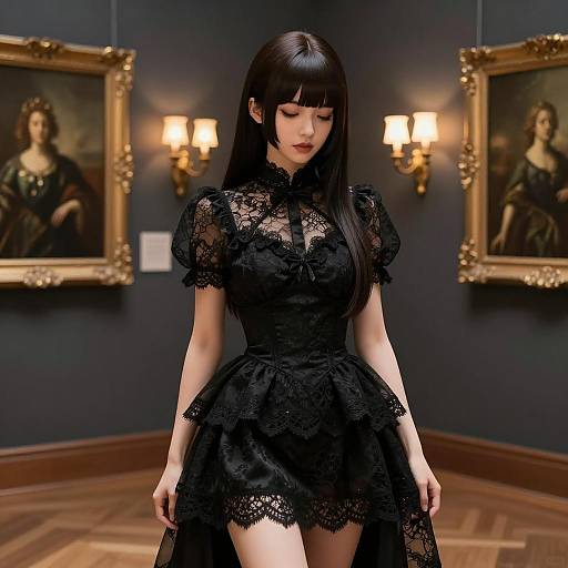 Elegant Anime Portrait in Dim Gallery