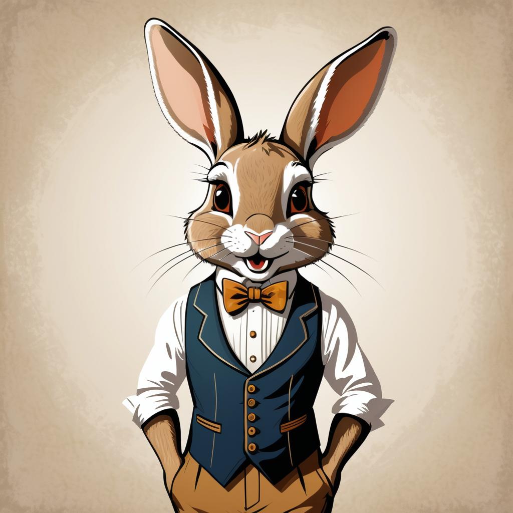 Elegant Vintage Rabbit with Playful Grin