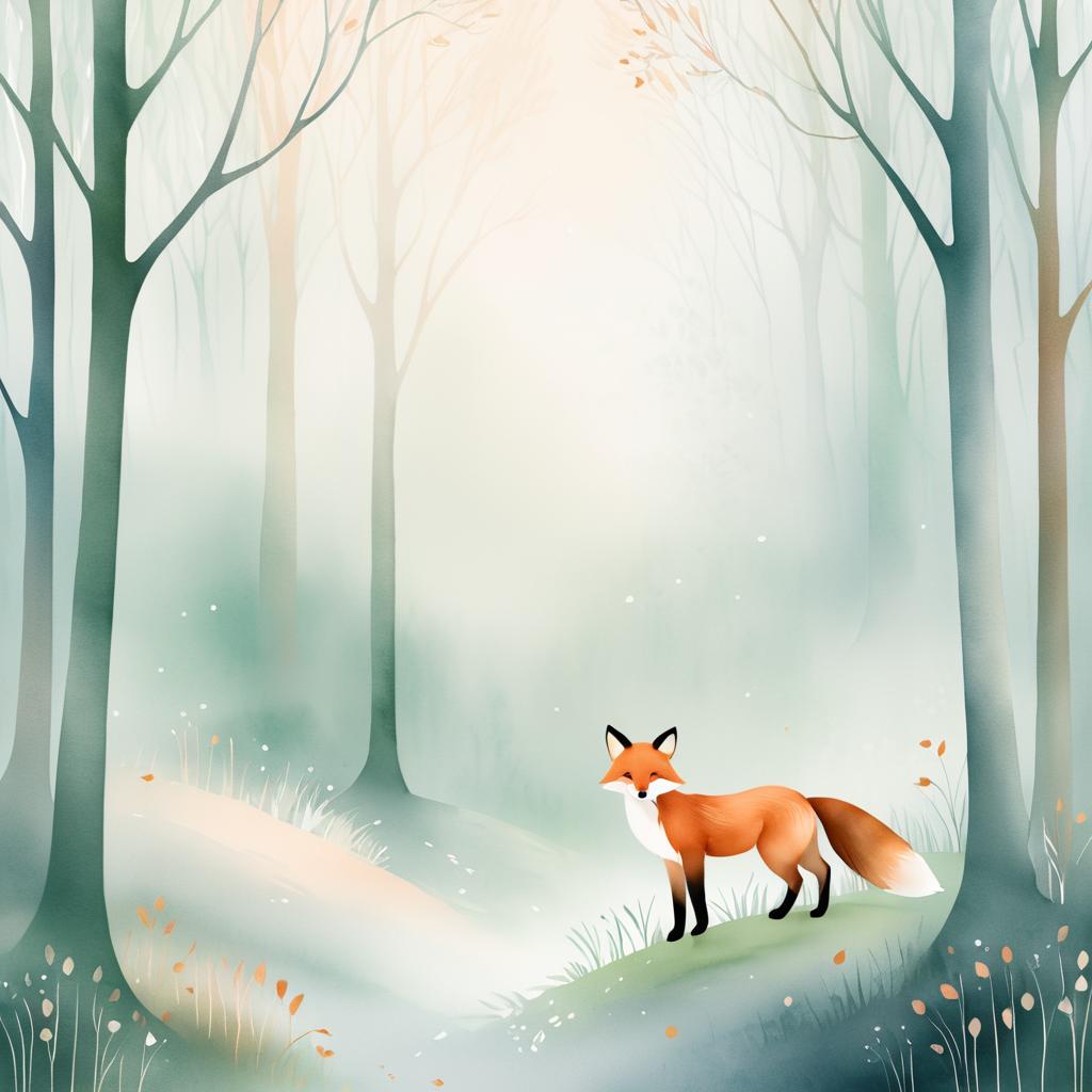 Curious Fox in a Misty Forest Scene