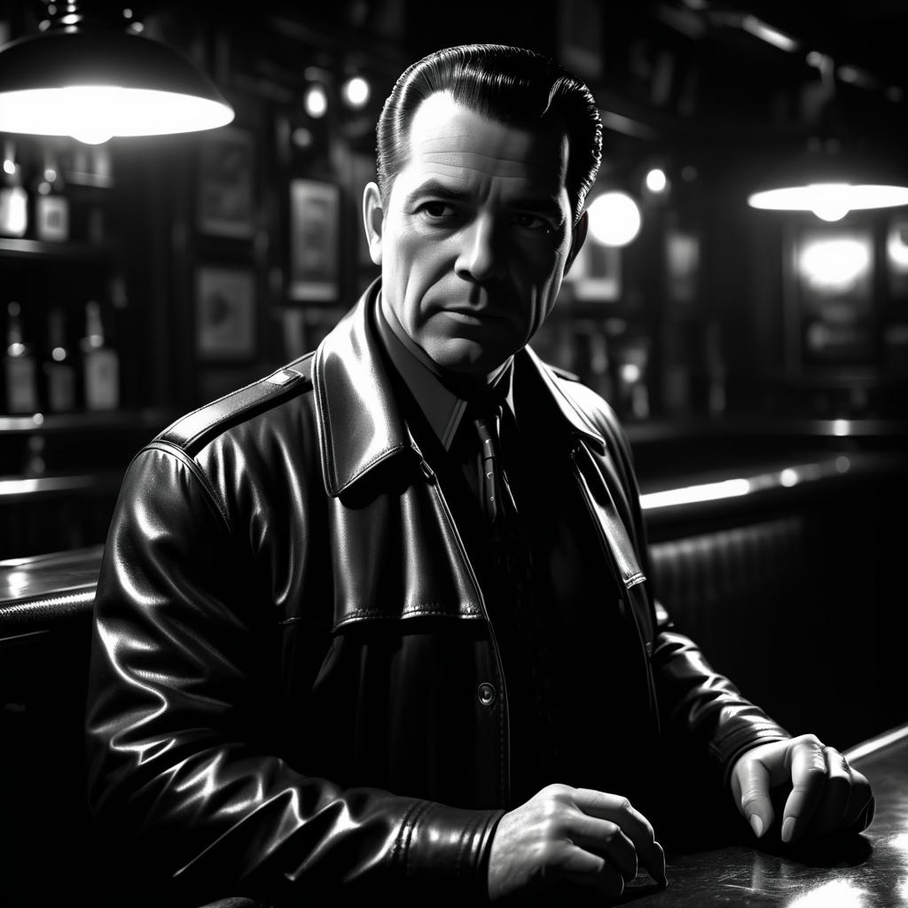 Noir Detective Portrait in Dim Bar