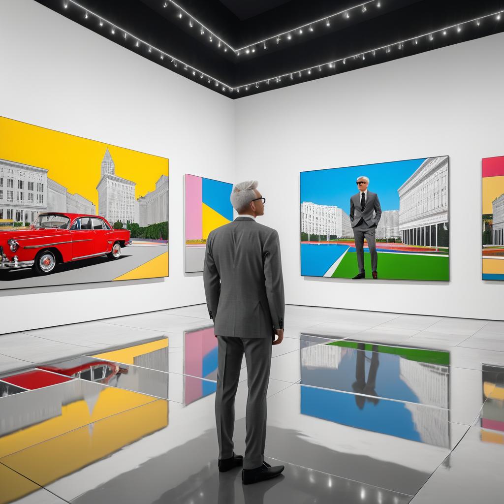 Man in Suit at Art Gallery Opening