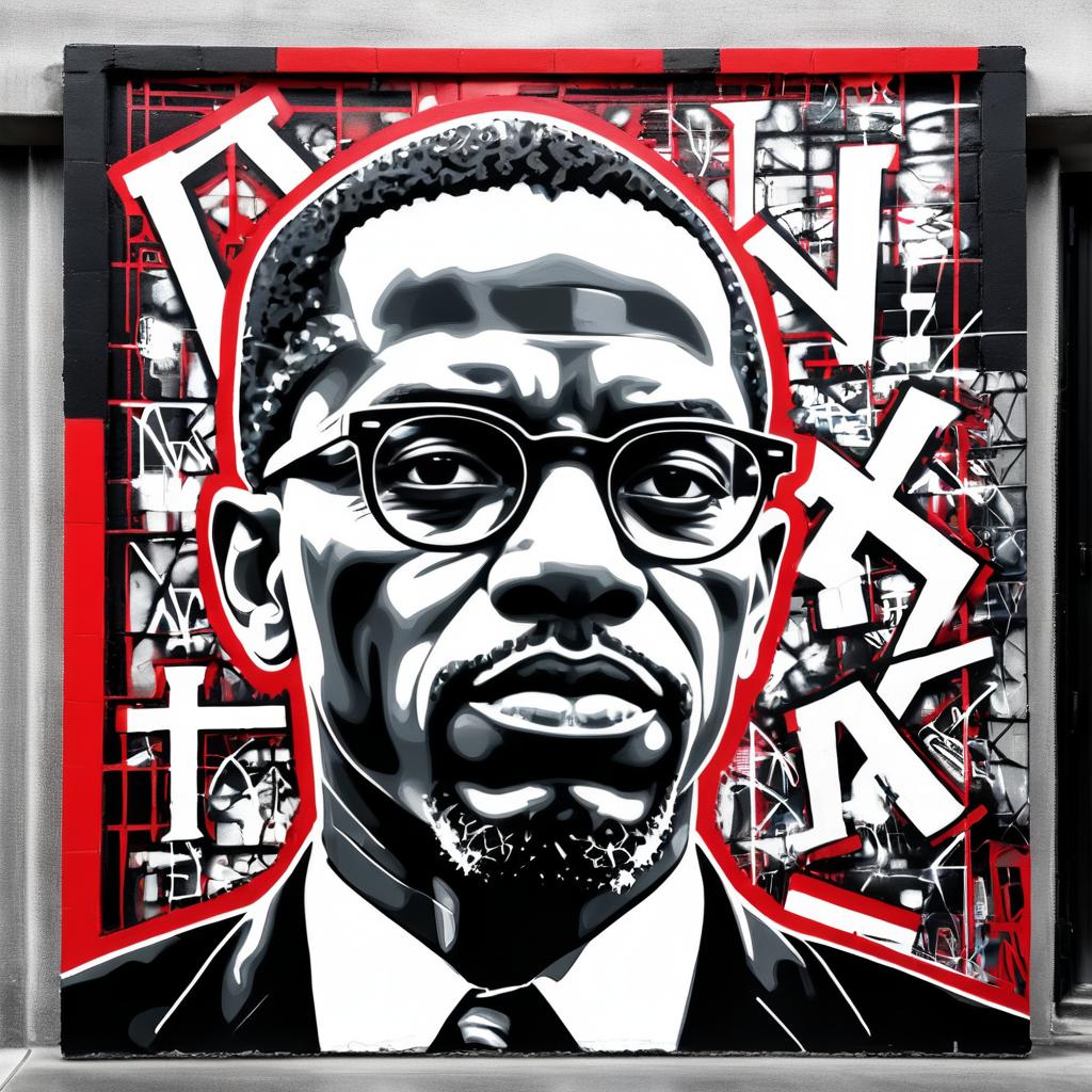 Monochrome Malcolm X Graffiti Art