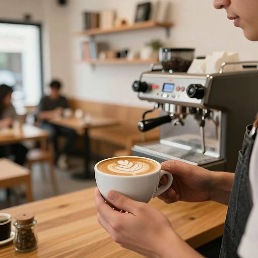 Cozy Cafeteria Latte Art Close-Up