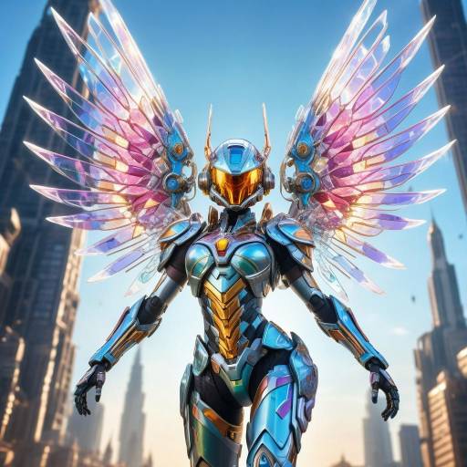 Vibrant Mechangel in Dynamic Action Pose Vibrant Mechangel in Dynamic Action Pose
