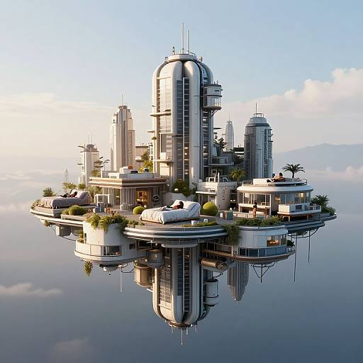 Floating City with Inverted Day Cycle