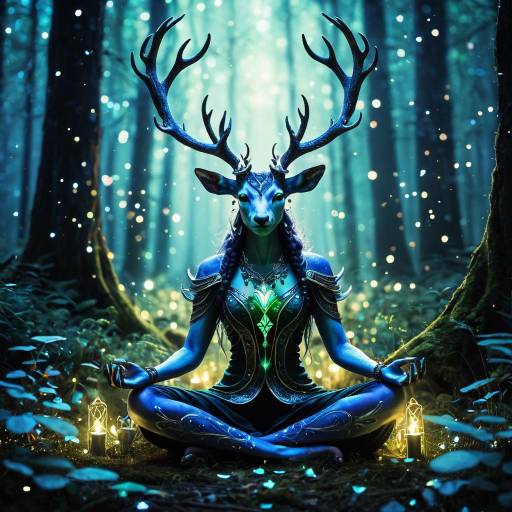 Mystical Sidh Avatar Meditating in Enchanted Forest