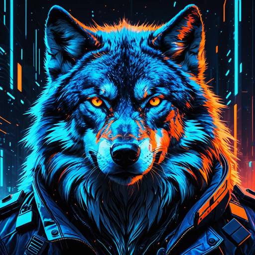 Futuristic Cyberpunk Wolf with Neon Glow