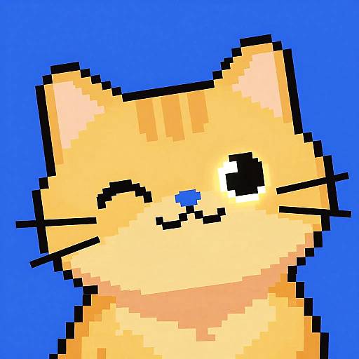 Playful Neon Pixel Art Cat