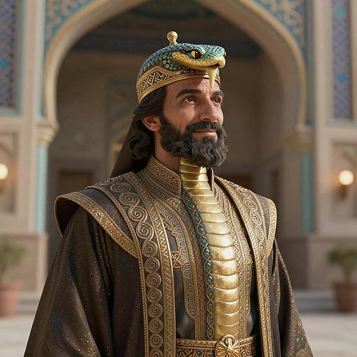 Enigmatic Vizier-Commander in Serpent-Themed Robes