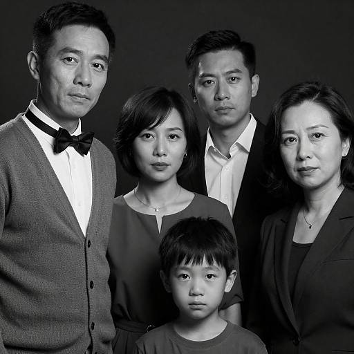 Intense Black-and-White Group Portrait