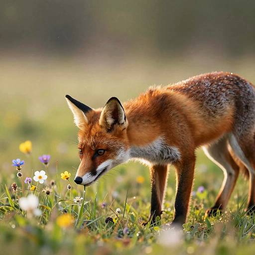 Elegant Red Fox in Spring Meadow