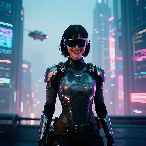 Futuristic Neon City Warrior