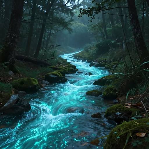 Bioluminescent River Uphill Fantasy