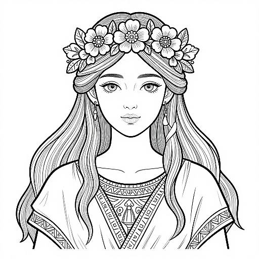 Serene Young Woman with Floral Crown