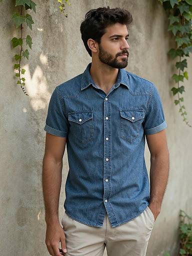 Young Man in Denim Shirt Portrait