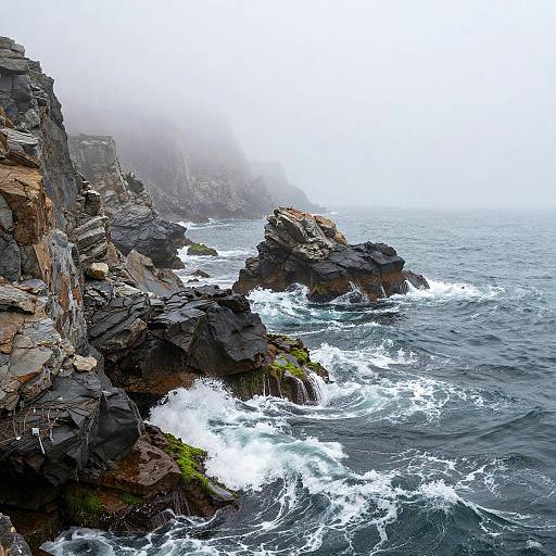 Misty Rocky Ocean Cliffscape