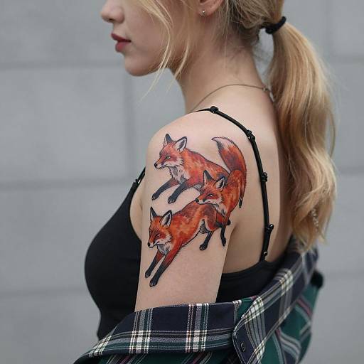 Dynamic Tattooed Woman in Casual Attire