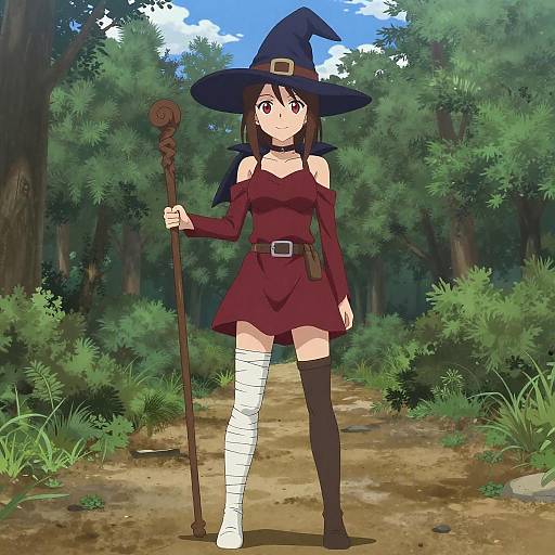 Anime Girl in Enchanted Forest