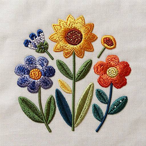 Stylized Digital Embroidered Wildflowers