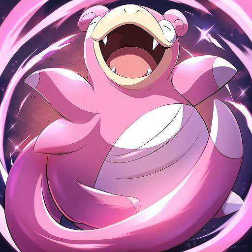 Illustration of Slowpoke, pokemon in the style of Tamayan