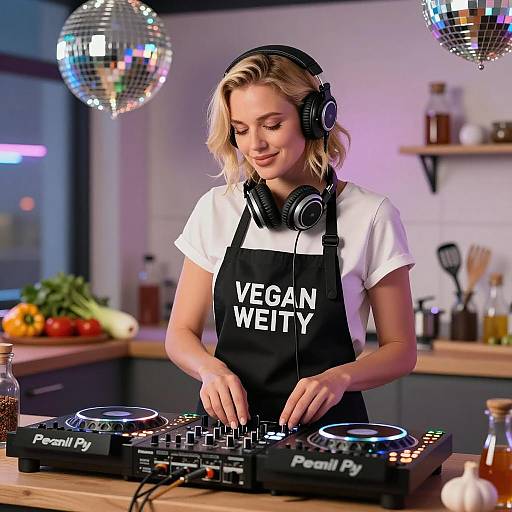 Blonde DJ Celebrating 40th in Cooking Studio