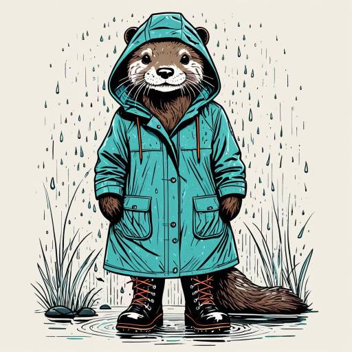 Anthropomorphic Otter in Raincoat