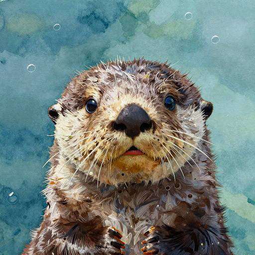 Vivid Digital Sea Otter Portrait